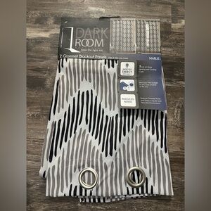 Dark Room White Black Tan 2 Grommet Blackout Panels 76”x96”